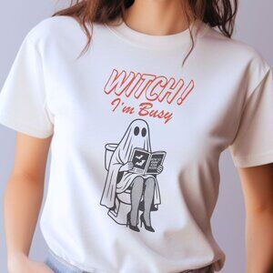 Funny Ghost Graphic Tee Halloween Dark Humor T-Shirt Pinup Style Design